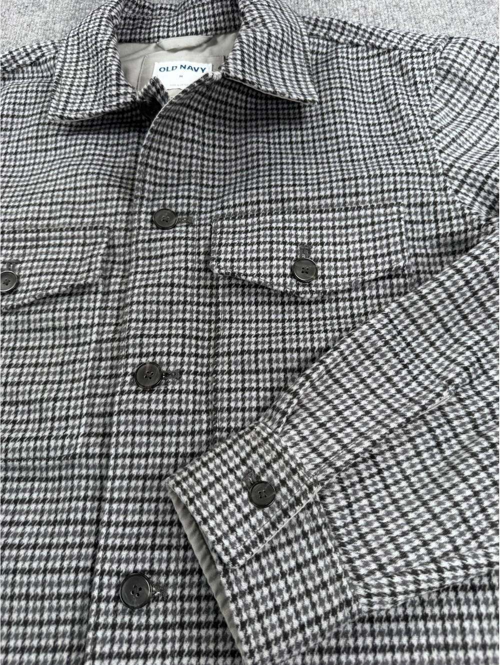 Old Navy Men's Houndstooth Wool Blend Streetwear Gorpcore Grunge Jacket Size M